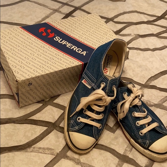 Superga Shoes - Denim Superga Tennis Shoes WITH box!